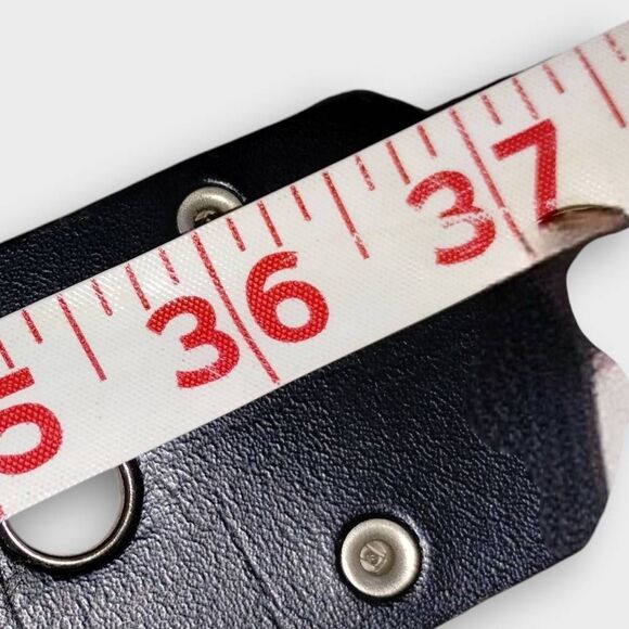 Faux Leather Belt 37" Metal Buckle Wide Square Riding Casual Basic Steampunk - Picture 5 of 5